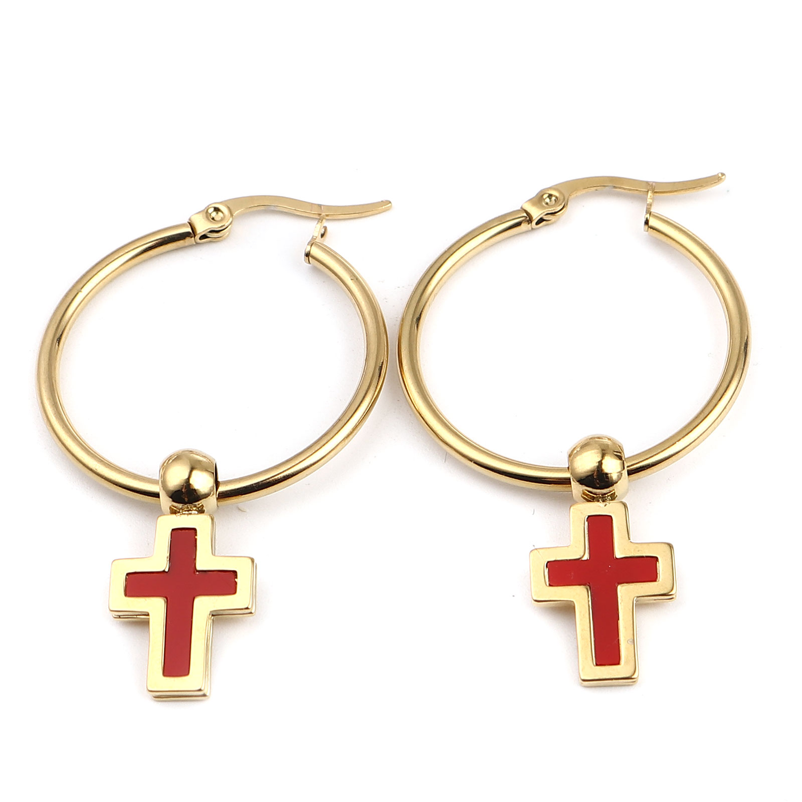 Immagine di Acciaio Inossidabile Galassia orecchino cerchio Oro Placcato Luna Stella 44mm x 29mm, Posta / Filo Dimensione: (17 misura), 1 Paio