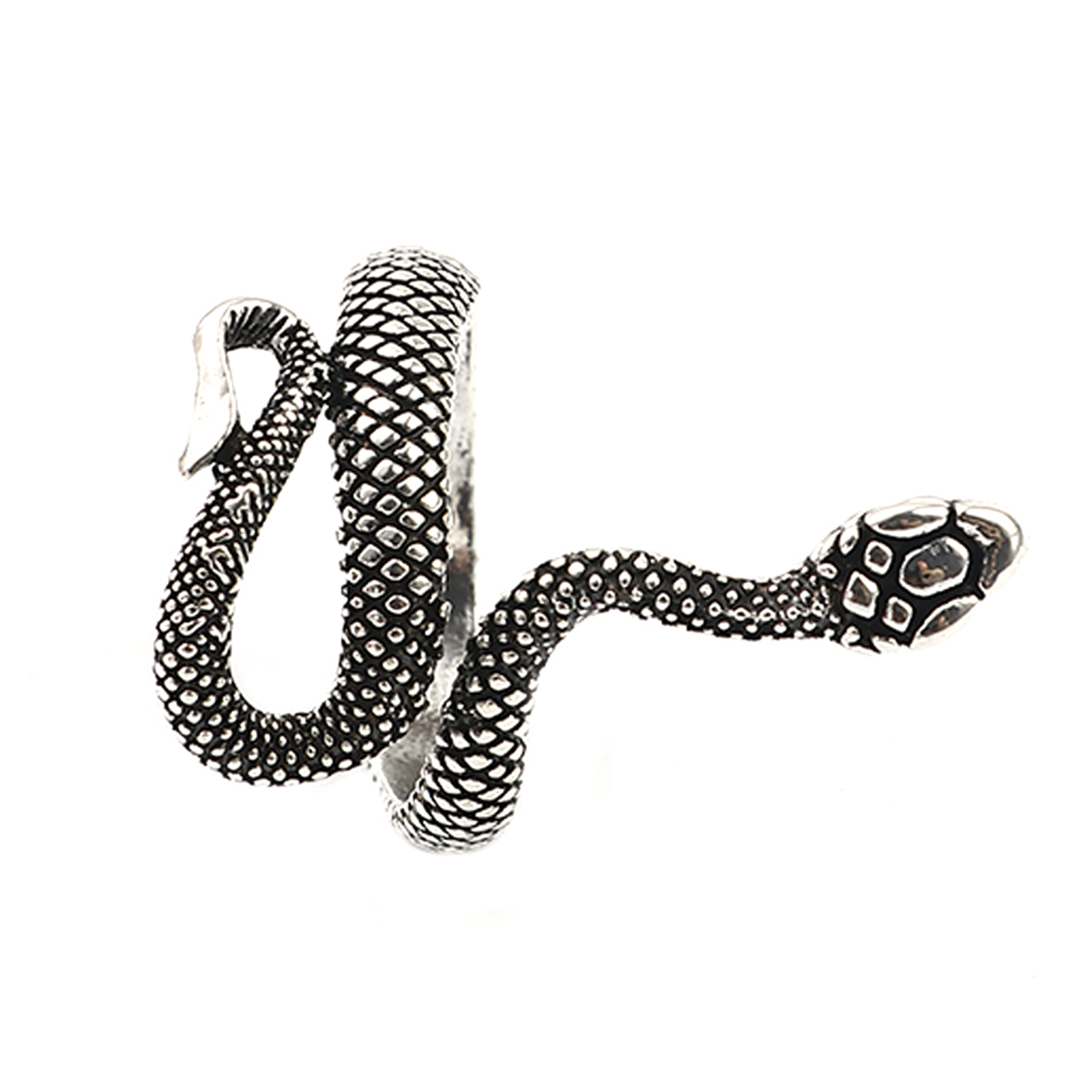 Picture of Open Adjustable Rings Antique Silver Color Snake Animal 18.9mm(US Size 9), 1 Piece