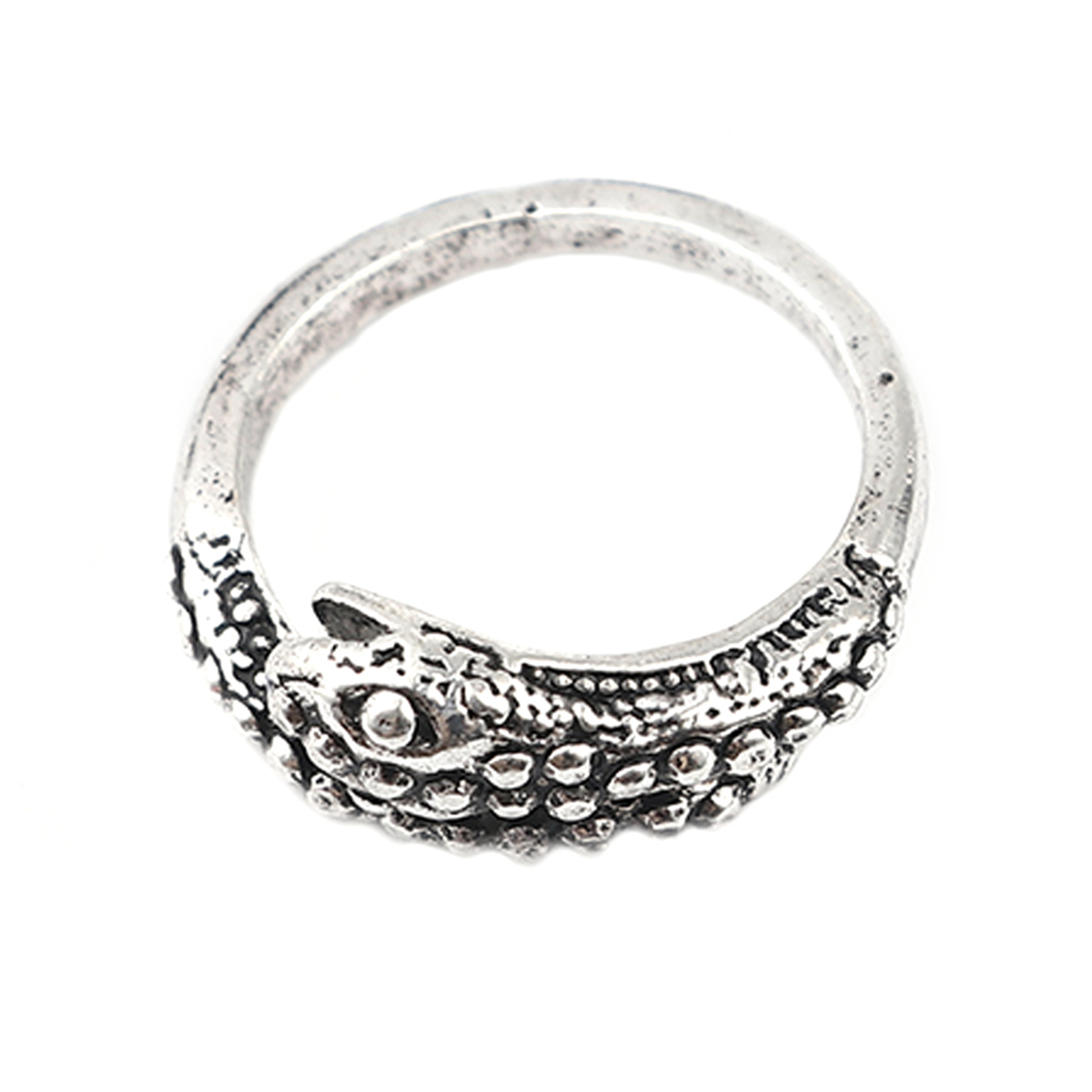 Picture of Open Adjustable Rings Antique Silver Color Snake Animal 17.3mm(US Size 7), 1 Piece