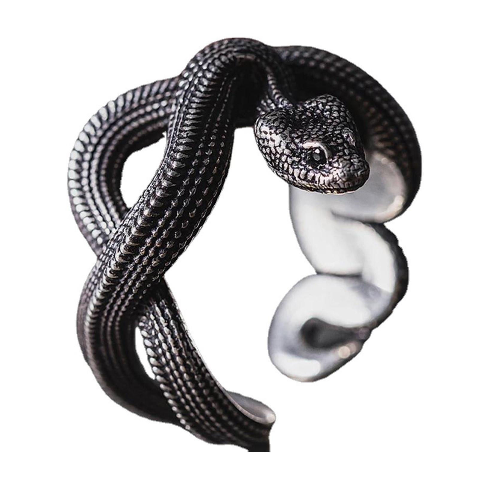 Picture of Retro Open Wrap Rings Antique Silver Color Snake Animal 19mm(US Size 9), 1 Piece