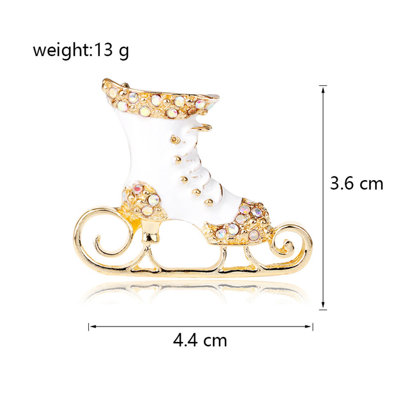 Picture of Retro Pin Brooches Christmas Santa Boots Gold Plated White Enamel 4.4cm x 3.6cm, 1 Piece