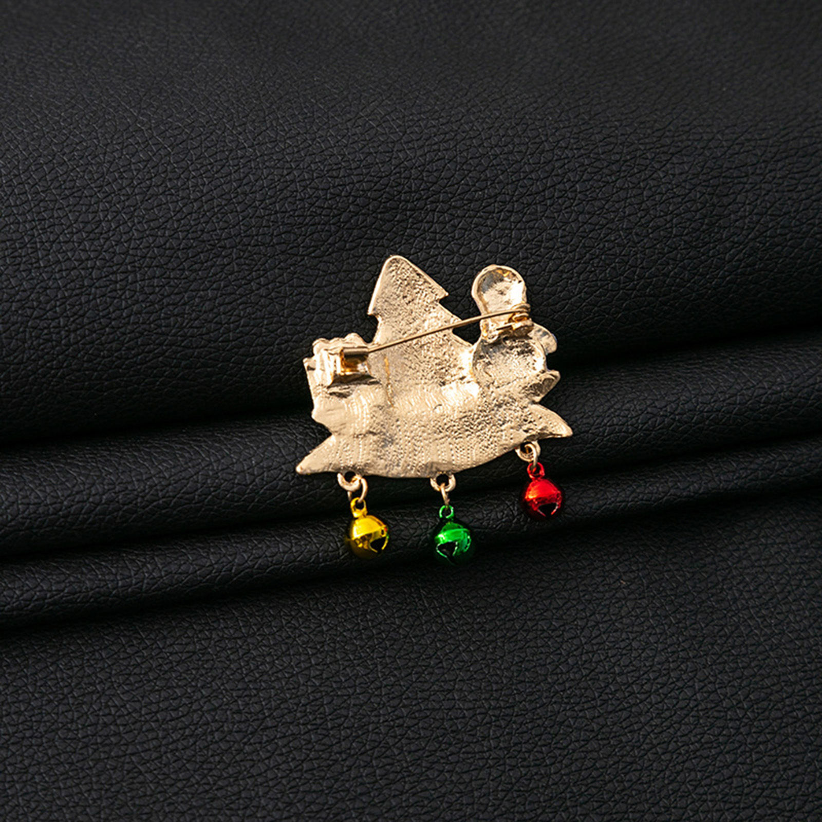 Picture of Retro Pin Brooches Christmas Tree Christmas Snowman Gold Plated White Enamel 5.8cm x 5.1cm, 1 Piece