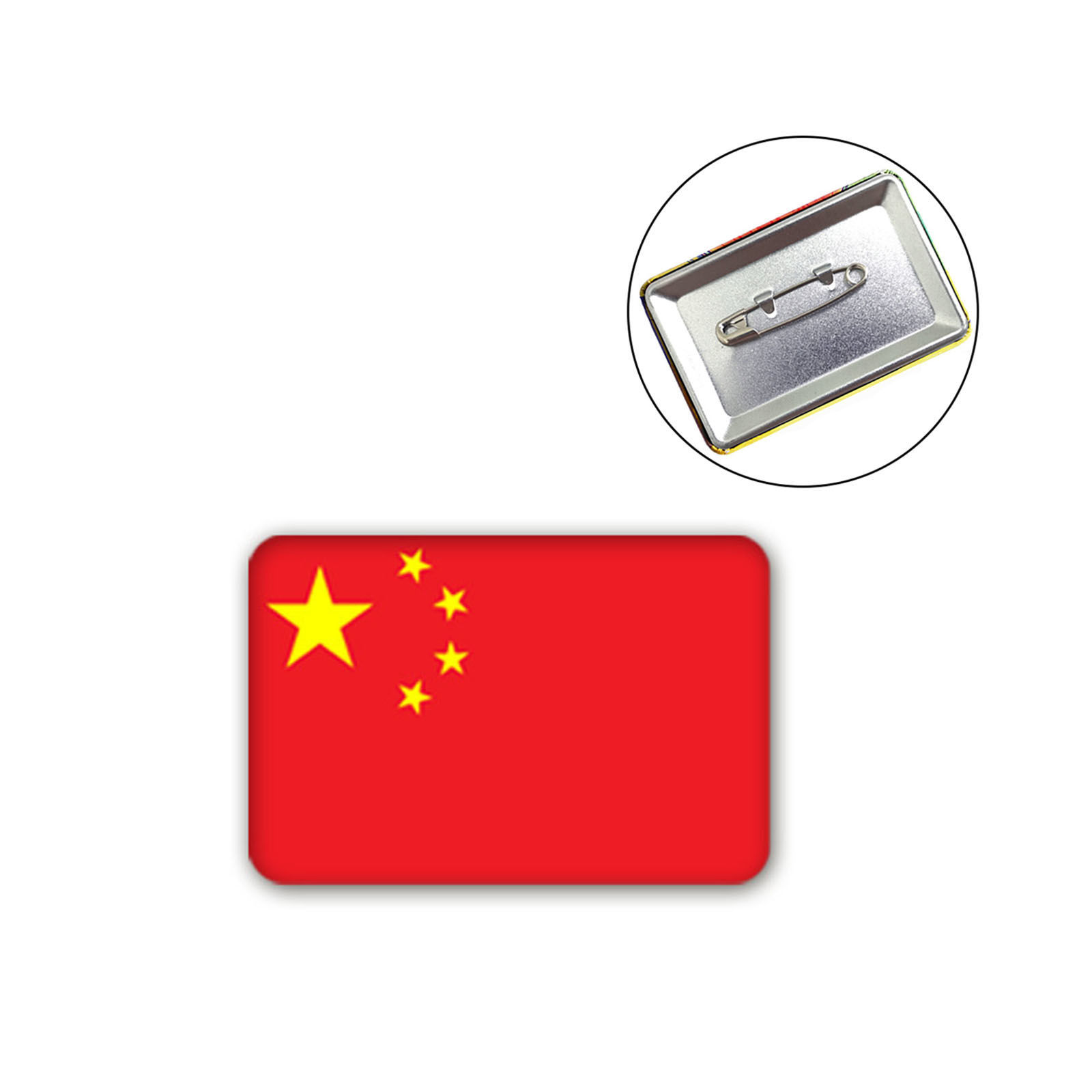 Picture of Pin Brooches Rectangle Chinese Flag Red & Yellow 6cm x 4cm, 1 Piece