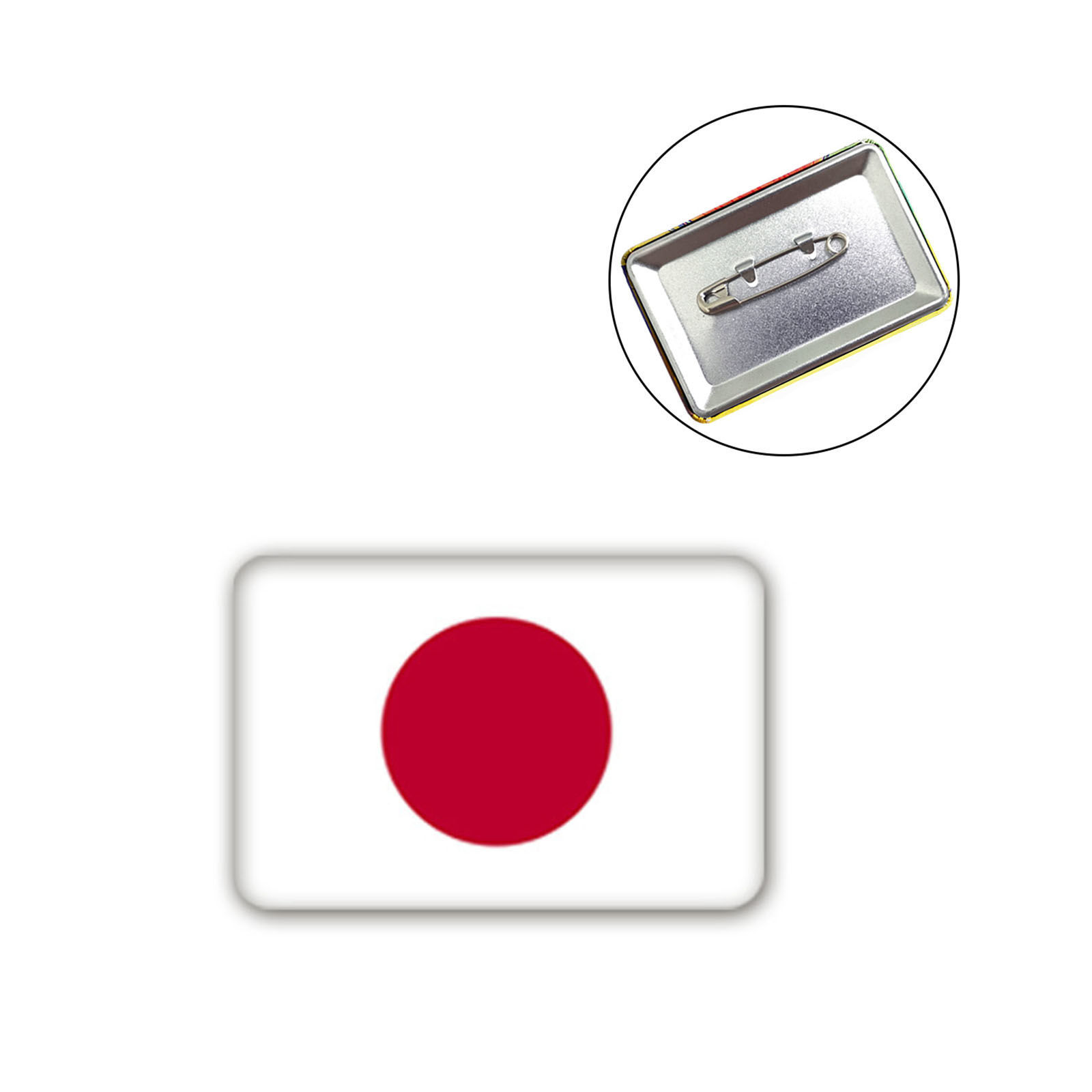 Picture of Pin Brooches Rectangle Japanese Flag White & Red 6cm x 4cm, 1 Piece