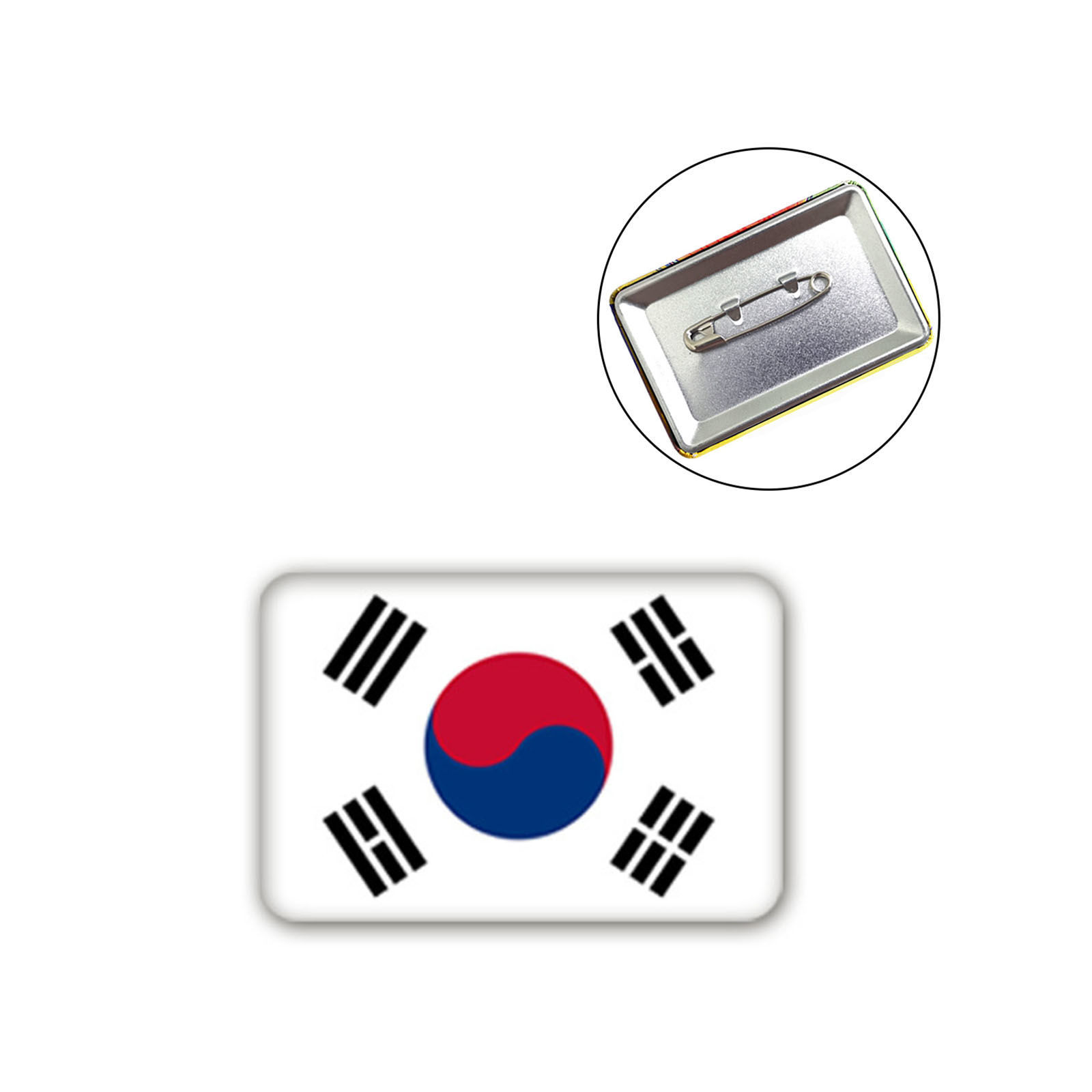 Picture of Pin Brooches Rectangle South Korean Flag Multicolor 6cm x 4cm, 1 Piece
