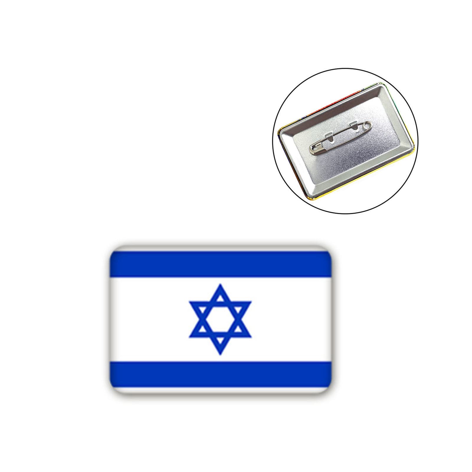 Picture of Pin Brooches Rectangle National Flag White & Blue 6cm x 4cm, 1 Piece