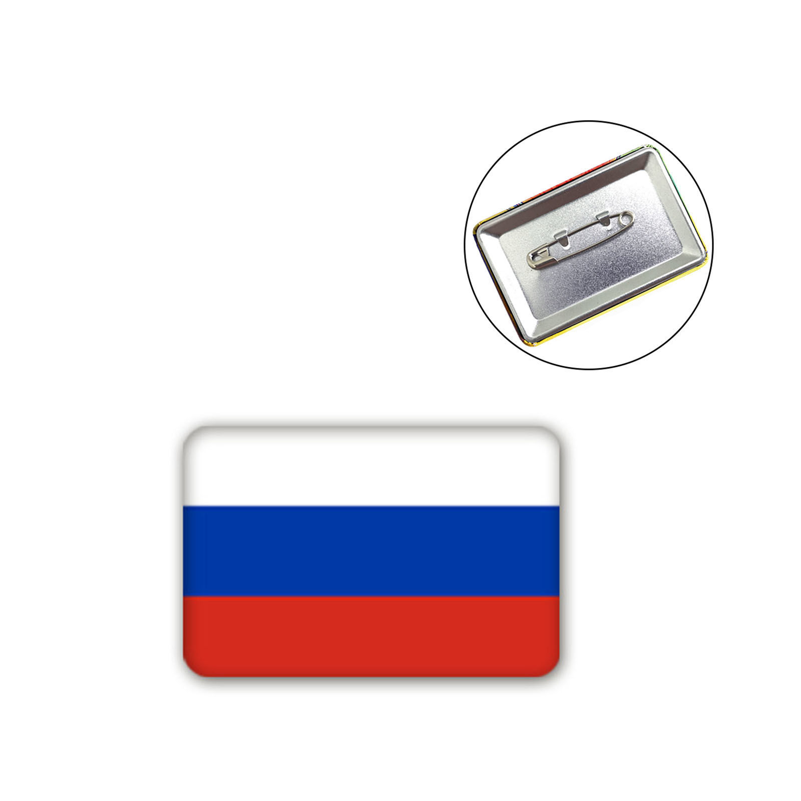 Picture of Pin Brooches Rectangle Russian Flag Multicolor 6cm x 4cm, 1 Piece