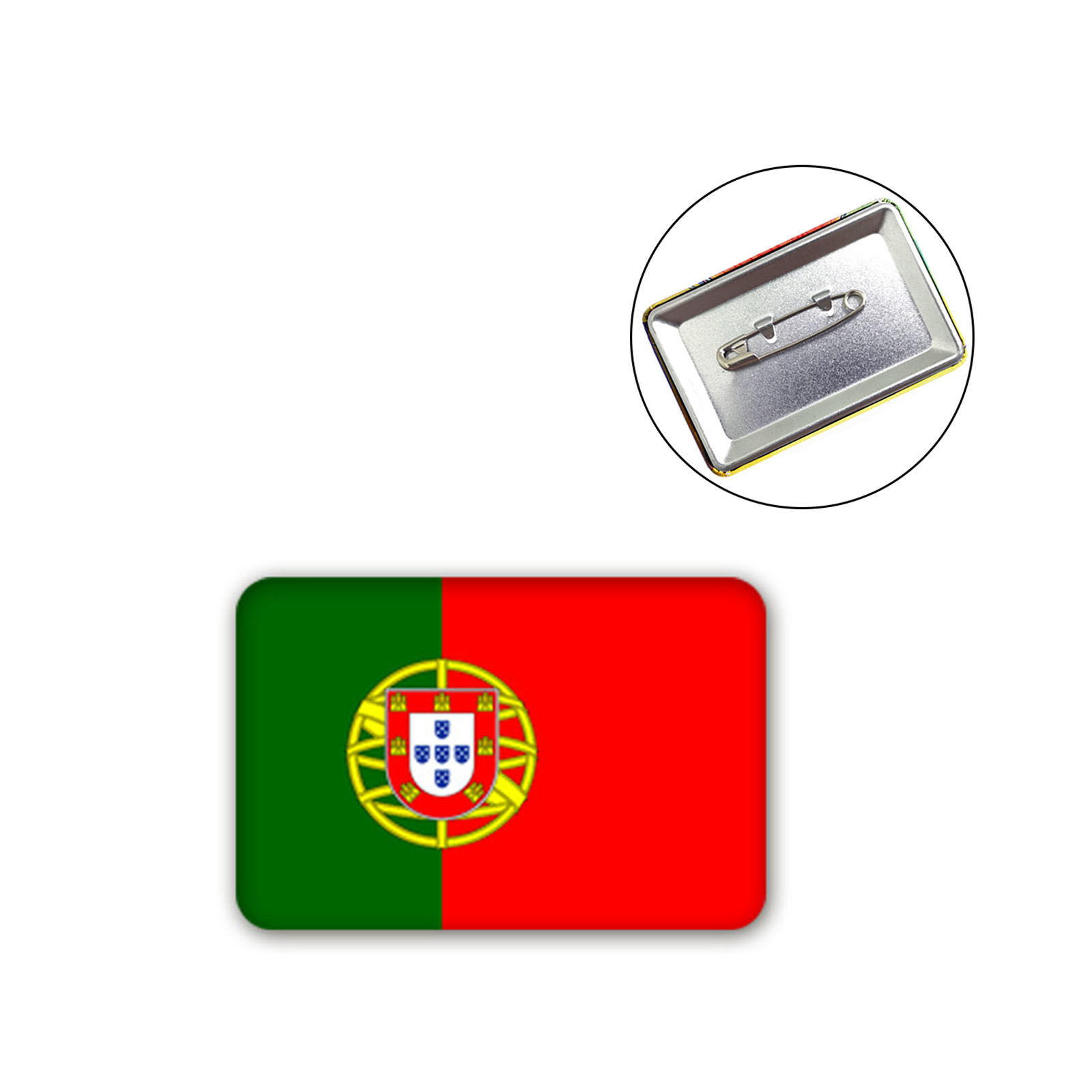 Picture of Pin Brooches Rectangle Portuguese Flag Multicolor 6cm x 4cm, 1 Piece