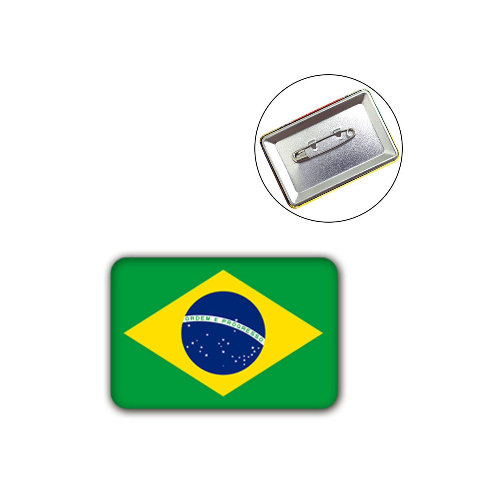 Picture of Pin Brooches Rectangle Brazilian Flag Multicolor 6cm x 4cm, 1 Piece