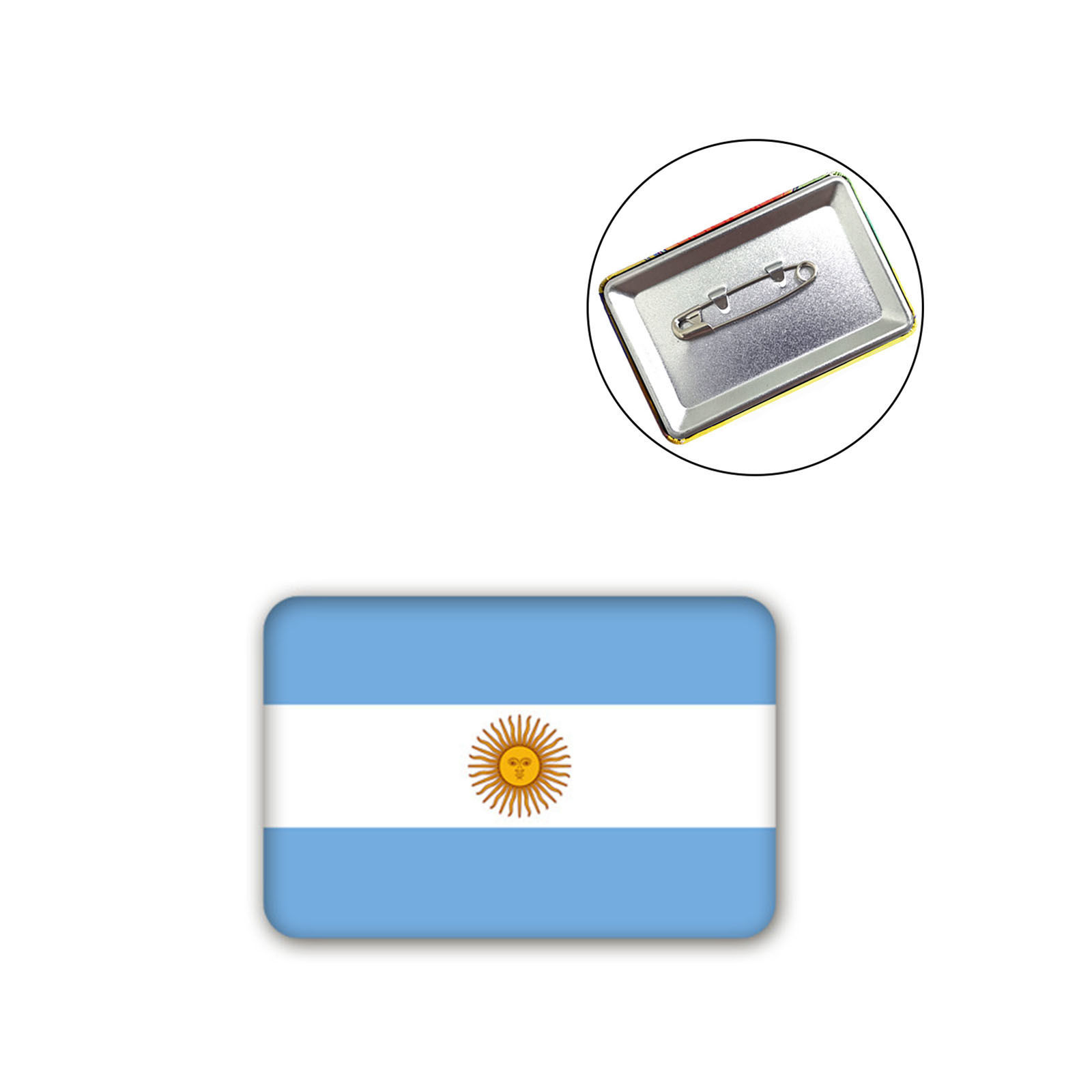 Picture of Pin Brooches Rectangle Argentina Flag Multicolor 6cm x 4cm, 1 Piece