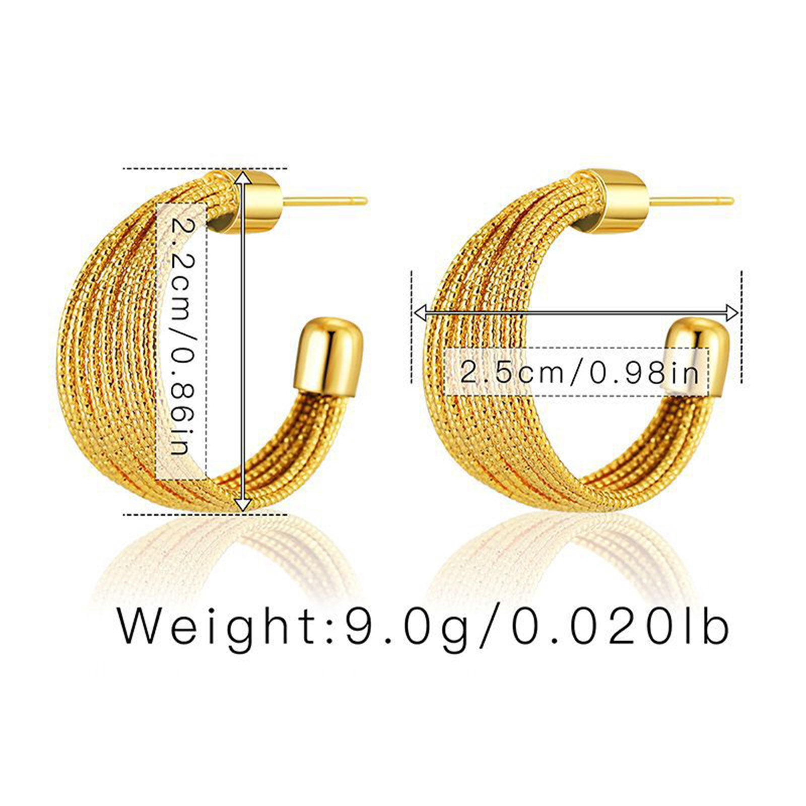 Picture of Hypoallergenic Retro Simple 18K Real Gold Plated Copper Stripe Hoop Earrings For Women Party 2.5cm x 2.2cm, 1 Pair