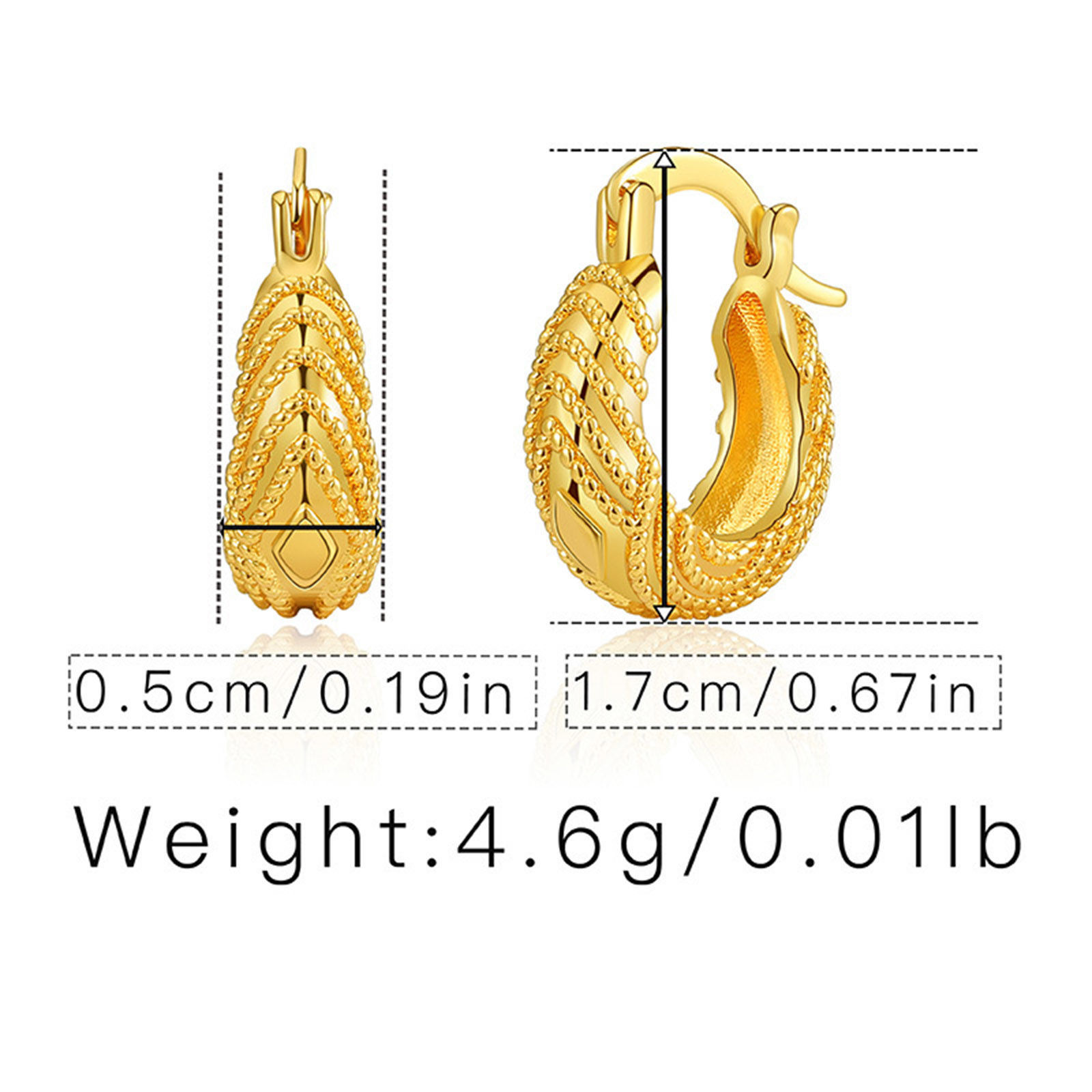 Picture of Hypoallergenic Retro Simple 18K Real Gold Plated Copper Hoop Earrings For Women Party 1.7cm, 1 Pair