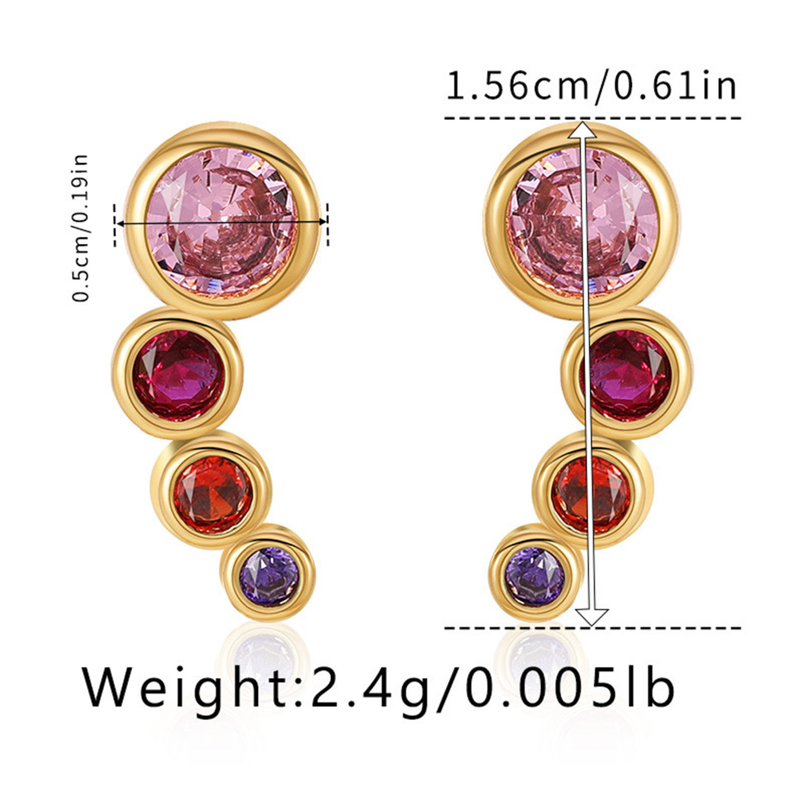 Picture of Eco-friendly Vacuum Plating Exquisite Retro 18K Real Gold Plated Copper & Cubic Zirconia Curve Round Ear Post Stud Earrings For Women Birthday 1.5cm x 0.5cm, 1 Pair