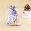 Picture of Wedding Gift Organza Jewelry Bags Drawstring Rectangle Multicolor Coralline (Usable Space: 10x9cm) 12cm x9cm(4 6/8" x3 4/8"), 10 PCs