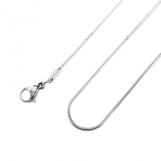 Picture of 304 Stainless Steel Snake Chain Necklace Silver Tone 51cm(20 1/8") long, Chain Size: 1.2mm, 1 Piece