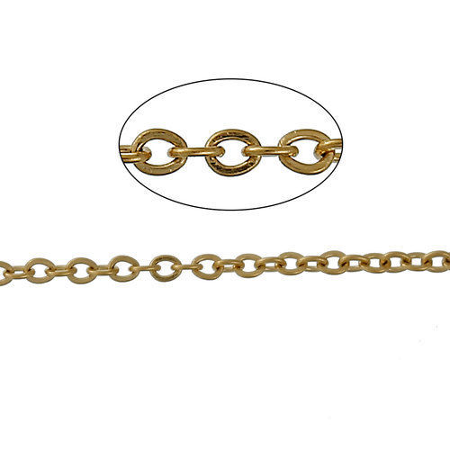 Immagine di 304 Acciaio Inossidabile Ovale Cavo Catena Accessori Oro Placcato 1.5x1.2mm, 1 M