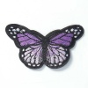Picture of Fabric Embroidery Iron On Patches Appliques (With Glue Back) DIY Sewing Craft Clothing Decoration Purple Butterfly Animal 78mm x 48mm, 1 Piece
