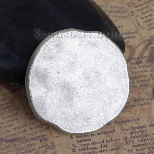 Immagine di Lega di Zinco Gambo Bottone Irregolare Antico Peltro Tondo Disegno 30mm x 30mm, 2 Pz