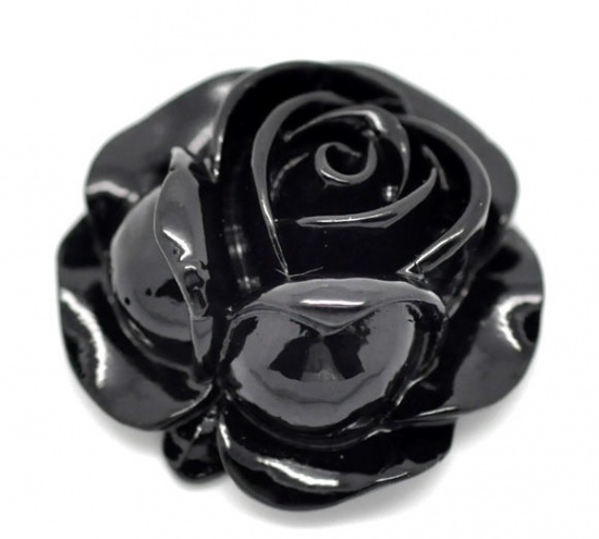 Immagine di Resina Cabochon per Abbellimento Rosa Nero 27mm x 27mm, 2 Pz