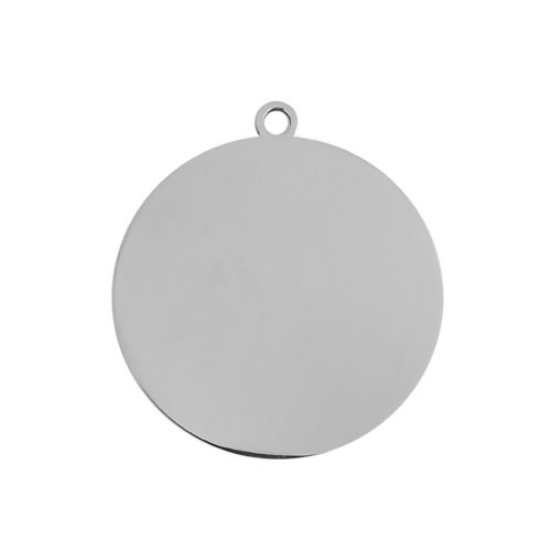 Picture of Stainless Steel Pendants Round Silver Tone Blank Stamping Tags One Side 42mm x 38mm, 5 PCs