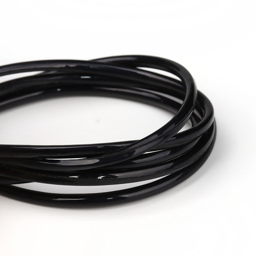 Picture of PU Leather Jewelry Cord Rope Black 3.5mm( 1/8"), 5 M