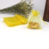 Picture of Wedding Gift Organza Jewelry Bags Drawstring Rectangle Yellow (Usable Space: 7x7cm) 9cm(3 4/8") x 7cm(2 6/8"), 50 PCs