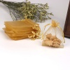 Picture of Wedding Gift Organza Jewelry Bags Drawstring Rectangle Golden (Usable Space: 7x7cm) 9cm(3 4/8") x 7cm(2 6/8"), 50 PCs
