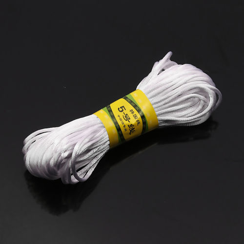Picture of Polyester Chinese Knotting Cord Friendship Bracelet Jewelry Cord Rope White 2.5mm( 1/8"), 2 Bundles (Approx 20M/Bundle)