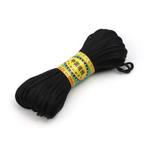 Picture of Polyester Chinese Knotting Cord Friendship Bracelet Jewelry Cord Rope Black 2.5mm( 1/8"), 2 Bundles (Approx 20M/Bundle)