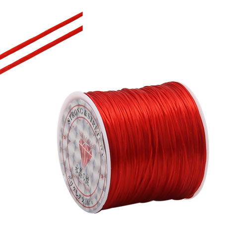Picture of Polyester Jewelry Thread Cord Red Elastic 0.5mm, 1 Roll (Approx 50 M/Roll)