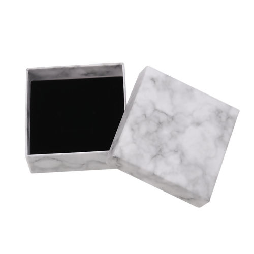 Picture of Paper & Sponge Jewelry Earrings Gift Boxes Square White 80mm(3 1/8") x 80mm(3 1/8") , 2 PCs