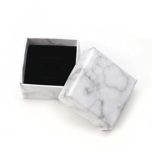Picture of Paper & Sponge Jewelry Earrings Gift Boxes Square White 50mm(2") x 50mm(2") , 2 PCs