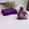 Picture of Wedding Gift Organza Jewelry Bags Drawstring Rectangle Dark Purple (Usable Space: 9.5x9cm) 12cm(4 6/8") x 9cm(3 4/8"), 50 PCs
