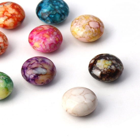 Picture of Acrylic Beads Round At Random Ink Spot Pattern About 17mm Dia, Hole: Approx 1.8mm, 50 PCs