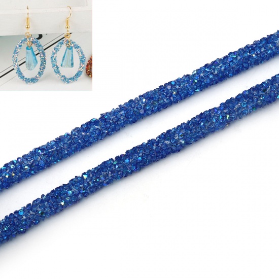Picture of PVC Jewelry Cord Rope Blue With Hot Fix Rhinestone AB Color 7mm( 2/8"), 2 M