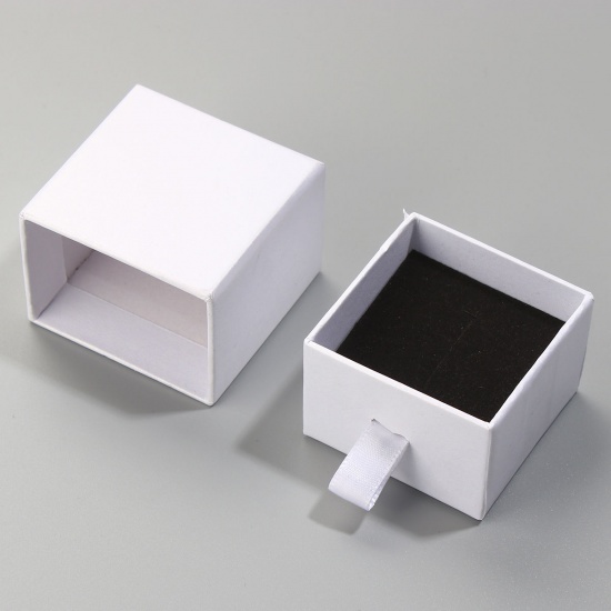 Picture of Paper Jewelry Rings Gift Boxes Rectangle White 52mm(2") x 50mm(2") , 2 PCs