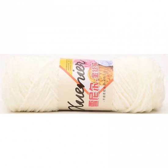Bild von Chenille Super Weich Strickgarn Strickwolle Milchig 5mm, 1 Stück