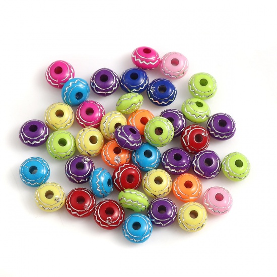 Picture of Acrylic Beads Round At Random Ripple Pattern About 8mm Dia, Hole: Approx 2mm, 500 PCs