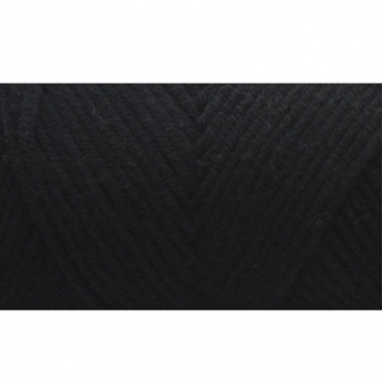 Image de Fil à Tricoter Super Doux en Coton Noir 3mm, 1 Pelote