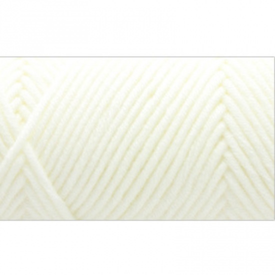Image de Fil à Tricoter Super Doux en Coton Blanc 3mm, 1 Pelote
