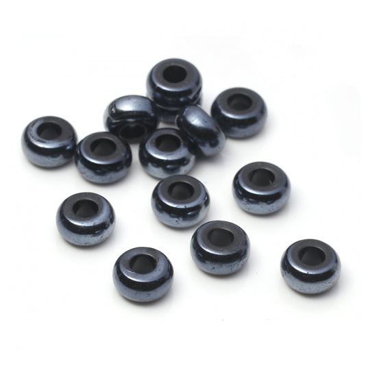 Picture of Acrylic Beads Round Gunmetal About 14mm-13mm Dia., Hole: Approx 5.6mm, 50 PCs