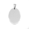 Picture of 304 Stainless Steel Blank Stamping Tags Pendants Oval Silver Tone One-sided Polishing 4.3cm x 2.5cm, 1 Piece