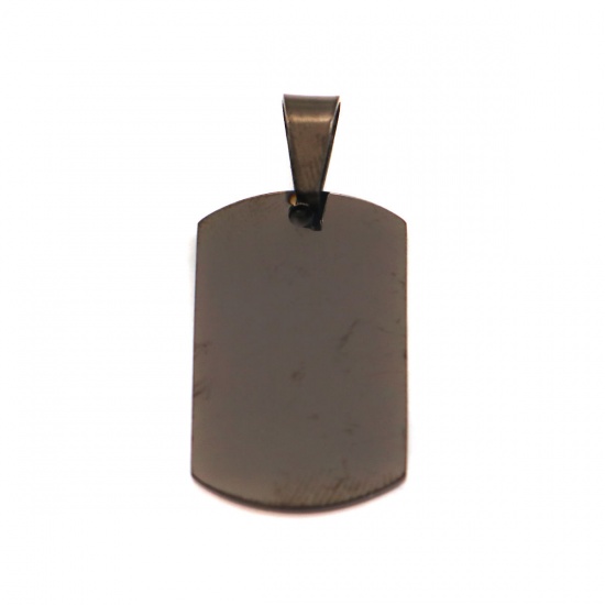 Picture of 304 Stainless Steel Pendants Rectangle Gunmetal Blank Stamping Tags One Side 3.6cm x 1.8cm, 1 Piece