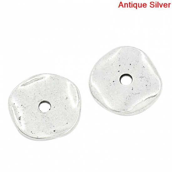 Picture of Zinc Based Alloy Wavy Spacer Beads Disc Antique Silver Color About 14mm x 13mm, Hole:Approx 2mm, 8 PCs