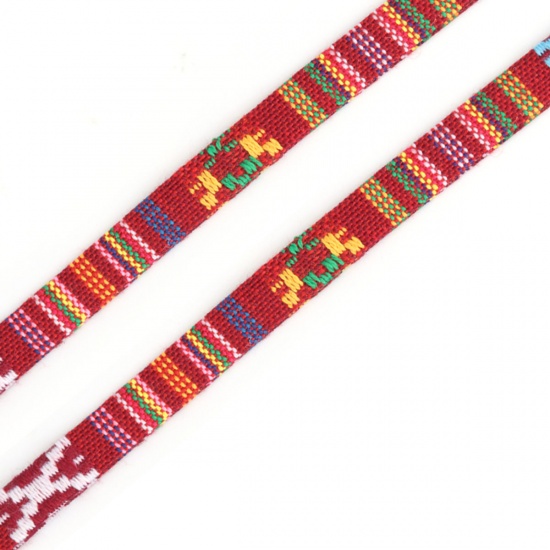 Imagen de Cuerda Tejido de Rojo oscuro Tejido 10mm Diámetro, 1 Rollo (Aprox 5 M/Rollo)