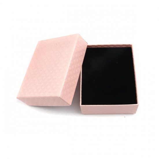 Picture of Paper Jewelry Gift Boxes Rectangle Pink 9.7cm x 7.7cm , 4 PCs