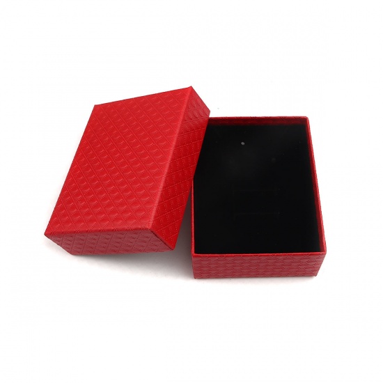 Picture of Paper Jewelry Gift Boxes Rectangle Red 9.7cm x 7.7cm , 4 PCs