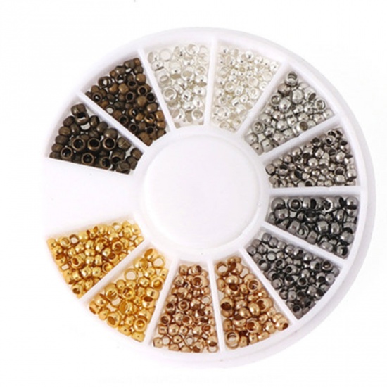 Picture of Iron Based Alloy Crimp Beads Mixed Color Round 2.5mm Dia. 2mm Dia., 1 Box ( 510 PCs/Box)