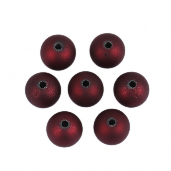 Immagine di ABS Perline Tondo Colore di Vino Rosso Circa 10mm Dia, Foro: Circa 1.8mm, 50 Pz