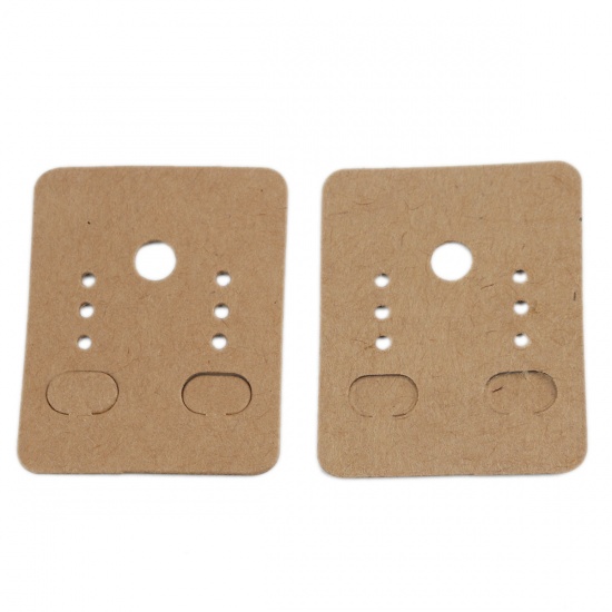 Picture of Paper Jewelry Earrings Display Card Rectangle Brown 4.7cm x 3.8cm, 100 PCs